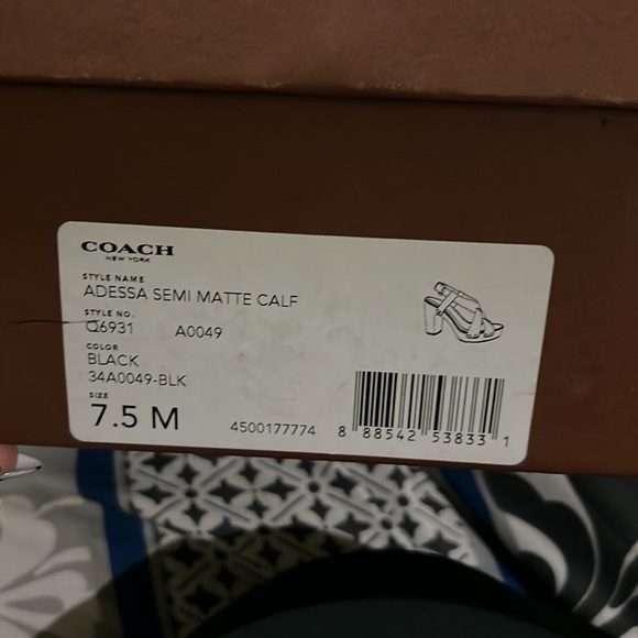 Coach Adessa Semi Matte calf Sandal in black size 7.5 - Picture 3 of 5